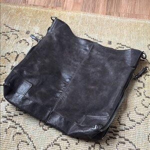 A.S.98 Brown Leather Shoulder Bag with Slouchy Design